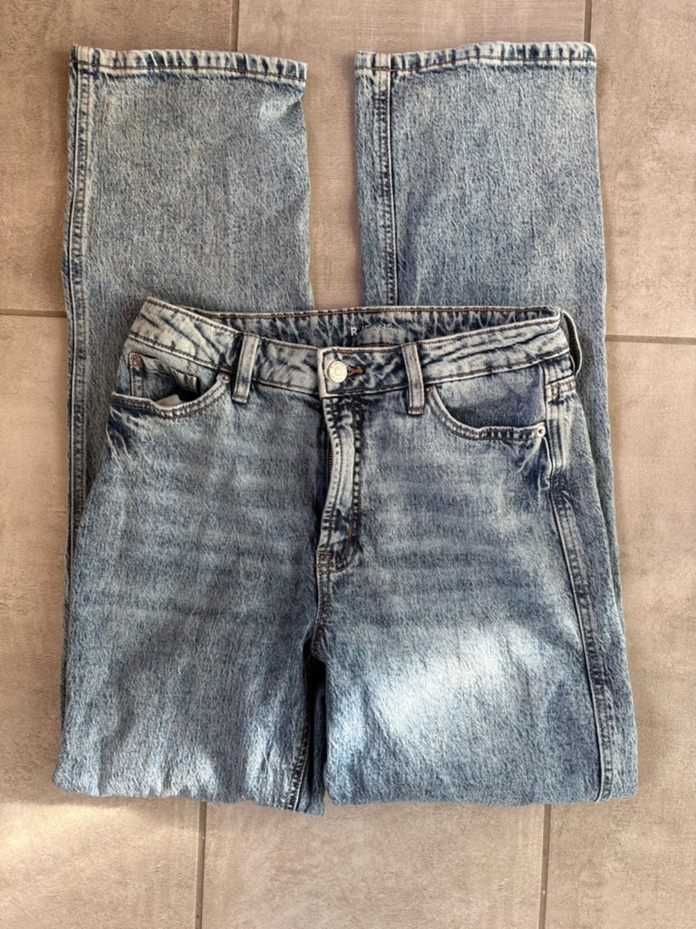 Reitmans Washed Straight Leg Jeans - Blue LONG